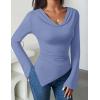 imageZESICA Womens Long Sleeve Cowl Neck Shirts Slim Fit Going Out Y2k Tops Blouses 2025 Fall Outfits Fashion ClothesDustyblue