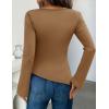 imageZESICA Womens Long Sleeve Cowl Neck Shirts Slim Fit Going Out Y2k Tops Blouses 2025 Fall Outfits Fashion ClothesKhaki