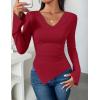 imageZESICA Womens Long Sleeve Cowl Neck Shirts Slim Fit Going Out Y2k Tops Blouses 2025 Fall Outfits Fashion ClothesRed
