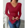 imageZESICA Womens Long Sleeve Cowl Neck Shirts Slim Fit Going Out Y2k Tops Blouses 2025 Fall Outfits Fashion ClothesRed