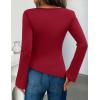 imageZESICA Womens Long Sleeve Cowl Neck Shirts Slim Fit Going Out Y2k Tops Blouses 2025 Fall Outfits Fashion ClothesRed
