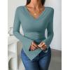 imageZESICA Womens Long Sleeve Cowl Neck Shirts Slim Fit Going Out Y2k Tops Blouses 2025 Fall Outfits Fashion ClothesTurquoise