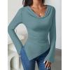 imageZESICA Womens Long Sleeve Cowl Neck Shirts Slim Fit Going Out Y2k Tops Blouses 2025 Fall Outfits Fashion ClothesTurquoise