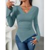 imageZESICA Womens Long Sleeve Cowl Neck Shirts Slim Fit Going Out Y2k Tops Blouses 2025 Fall Outfits Fashion ClothesTurquoise