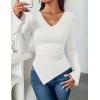 imageZESICA Womens Long Sleeve Cowl Neck Shirts Slim Fit Going Out Y2k Tops Blouses 2025 Fall Outfits Fashion ClothesWhite