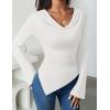 imageZESICA Womens Long Sleeve Cowl Neck Shirts Slim Fit Going Out Y2k Tops Blouses 2025 Fall Outfits Fashion ClothesWhite