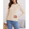 imageZESICA Womens Long Sleeve Crewneck Shirts Fall Ribbed Knit Sweater Slim Fitted Casual Basic Tee TopsApricot