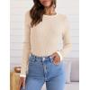 imageZESICA Womens Long Sleeve Crewneck Shirts Fall Ribbed Knit Sweater Slim Fitted Casual Basic Tee TopsApricot