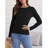 imageZESICA Womens Long Sleeve Crewneck Shirts Fall Ribbed Knit Sweater Slim Fitted Casual Basic Tee TopsBlack
