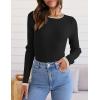 imageZESICA Womens Long Sleeve Crewneck Shirts Fall Ribbed Knit Sweater Slim Fitted Casual Basic Tee TopsBlack