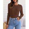 imageZESICA Womens Long Sleeve Crewneck Shirts Fall Ribbed Knit Sweater Slim Fitted Casual Basic Tee TopsCoffee