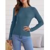 imageZESICA Womens Long Sleeve Crewneck Shirts Fall Ribbed Knit Sweater Slim Fitted Casual Basic Tee TopsDarkblue