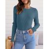 imageZESICA Womens Long Sleeve Crewneck Shirts Fall Ribbed Knit Sweater Slim Fitted Casual Basic Tee TopsDarkblue