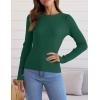 imageZESICA Womens Long Sleeve Crewneck Shirts Fall Ribbed Knit Sweater Slim Fitted Casual Basic Tee TopsDarkgreen