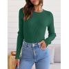 imageZESICA Womens Long Sleeve Crewneck Shirts Fall Ribbed Knit Sweater Slim Fitted Casual Basic Tee TopsDarkgreen