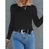 imageZESICA Womens Long Sleeve Crewneck Shirts Fall Ribbed Knit Sweater Slim Fitted Casual Basic Tee TopsDim