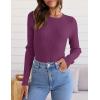 imageZESICA Womens Long Sleeve Crewneck Shirts Fall Ribbed Knit Sweater Slim Fitted Casual Basic Tee TopsFuchsia