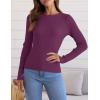 imageZESICA Womens Long Sleeve Crewneck Shirts Fall Ribbed Knit Sweater Slim Fitted Casual Basic Tee TopsFuchsia
