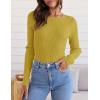 imageZESICA Womens Long Sleeve Crewneck Shirts Fall Ribbed Knit Sweater Slim Fitted Casual Basic Tee TopsGinger