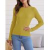 imageZESICA Womens Long Sleeve Crewneck Shirts Fall Ribbed Knit Sweater Slim Fitted Casual Basic Tee TopsGinger