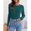 imageZESICA Womens Long Sleeve Crewneck Shirts Fall Ribbed Knit Sweater Slim Fitted Casual Basic Tee TopsGreen