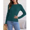 imageZESICA Womens Long Sleeve Crewneck Shirts Fall Ribbed Knit Sweater Slim Fitted Casual Basic Tee TopsGreen