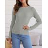 imageZESICA Womens Long Sleeve Crewneck Shirts Fall Ribbed Knit Sweater Slim Fitted Casual Basic Tee TopsGrey