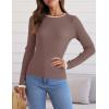 imageZESICA Womens Long Sleeve Crewneck Shirts Fall Ribbed Knit Sweater Slim Fitted Casual Basic Tee TopsMocha