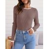 imageZESICA Womens Long Sleeve Crewneck Shirts Fall Ribbed Knit Sweater Slim Fitted Casual Basic Tee TopsMocha