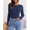 imageZESICA Womens Long Sleeve Crewneck Shirts Fall Ribbed Knit Sweater Slim Fitted Casual Basic Tee TopsNavy