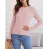 imageZESICA Womens Long Sleeve Crewneck Shirts Fall Ribbed Knit Sweater Slim Fitted Casual Basic Tee TopsPink