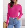 imageZESICA Womens Long Sleeve Crewneck Shirts Fall Ribbed Knit Sweater Slim Fitted Casual Basic Tee TopsRose