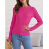 imageZESICA Womens Long Sleeve Crewneck Shirts Fall Ribbed Knit Sweater Slim Fitted Casual Basic Tee TopsRose