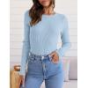 imageZESICA Womens Long Sleeve Crewneck Shirts Fall Ribbed Knit Sweater Slim Fitted Casual Basic Tee TopsSky