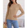imageZESICA Womens Long Sleeve Crewneck Shirts Fall Ribbed Knit Sweater Slim Fitted Casual Basic Tee TopsToffee