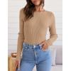 imageZESICA Womens Long Sleeve Crewneck Shirts Fall Ribbed Knit Sweater Slim Fitted Casual Basic Tee TopsToffee