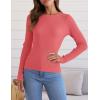 imageZESICA Womens Long Sleeve Crewneck Shirts Fall Ribbed Knit Sweater Slim Fitted Casual Basic Tee TopsWatermelon