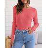 imageZESICA Womens Long Sleeve Crewneck Shirts Fall Ribbed Knit Sweater Slim Fitted Casual Basic Tee TopsWatermelon