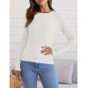 imageZESICA Womens Long Sleeve Crewneck Shirts Fall Ribbed Knit Sweater Slim Fitted Casual Basic Tee TopsWhite