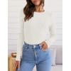 imageZESICA Womens Long Sleeve Crewneck Shirts Fall Ribbed Knit Sweater Slim Fitted Casual Basic Tee TopsWhite