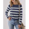 imageZESICA Womens Long Sleeve Lightweight Striped Tops Fall Crewneck Ribbed Knit Loose Shirts 2025 Trendy ClothesDarkblue