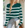 imageZESICA Womens Long Sleeve Lightweight Striped Tops Fall Crewneck Ribbed Knit Loose Shirts 2025 Trendy ClothesGreen