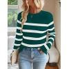 imageZESICA Womens Long Sleeve Lightweight Striped Tops Fall Crewneck Ribbed Knit Loose Shirts 2025 Trendy ClothesGreen