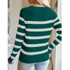 imageZESICA Womens Long Sleeve Lightweight Striped Tops Fall Crewneck Ribbed Knit Loose Shirts 2025 Trendy ClothesGreen