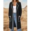 imageZESICA Womens Open Front Long Cardigan Sweater Casual Lapel Coatigan Coat Fall Jacket Outerwear with PocketsBlack