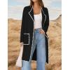 imageZESICA Womens Open Front Long Cardigan Sweater Casual Lapel Coatigan Coat Fall Jacket Outerwear with PocketsBlack