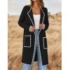 imageZESICA Womens Open Front Long Cardigan Sweater Casual Lapel Coatigan Coat Fall Jacket Outerwear with PocketsBlack