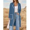 imageZESICA Womens Open Front Long Cardigan Sweater Casual Lapel Coatigan Coat Fall Jacket Outerwear with PocketsDusty Blue