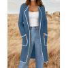 imageZESICA Womens Open Front Long Cardigan Sweater Casual Lapel Coatigan Coat Fall Jacket Outerwear with PocketsDusty Blue