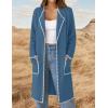 imageZESICA Womens Open Front Long Cardigan Sweater Casual Lapel Coatigan Coat Fall Jacket Outerwear with PocketsDusty Blue